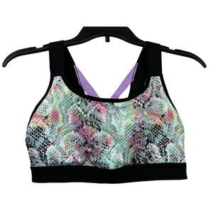 Champion Sports Bra M Multicolor Snakeskin Print Double Straps Padded Athleisure